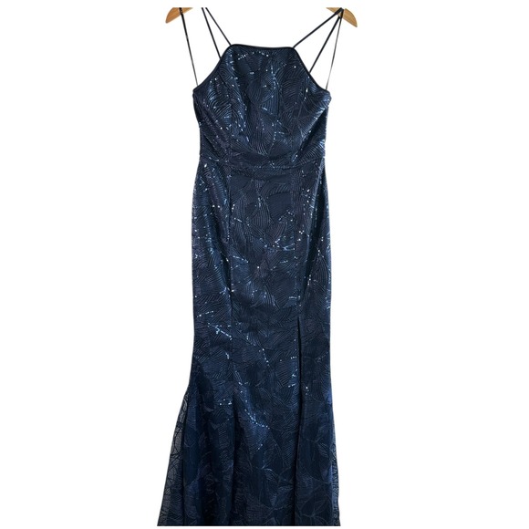Lulus Pure Beauty Sequin Gown Lace Navy Formal  Party Cocktail‎  Small NWOT - Picture 1 of 13